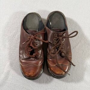 Vintage Women's Dr Martens Brown Leather Slip On Oxford Lace Up Shoes Preppy 8